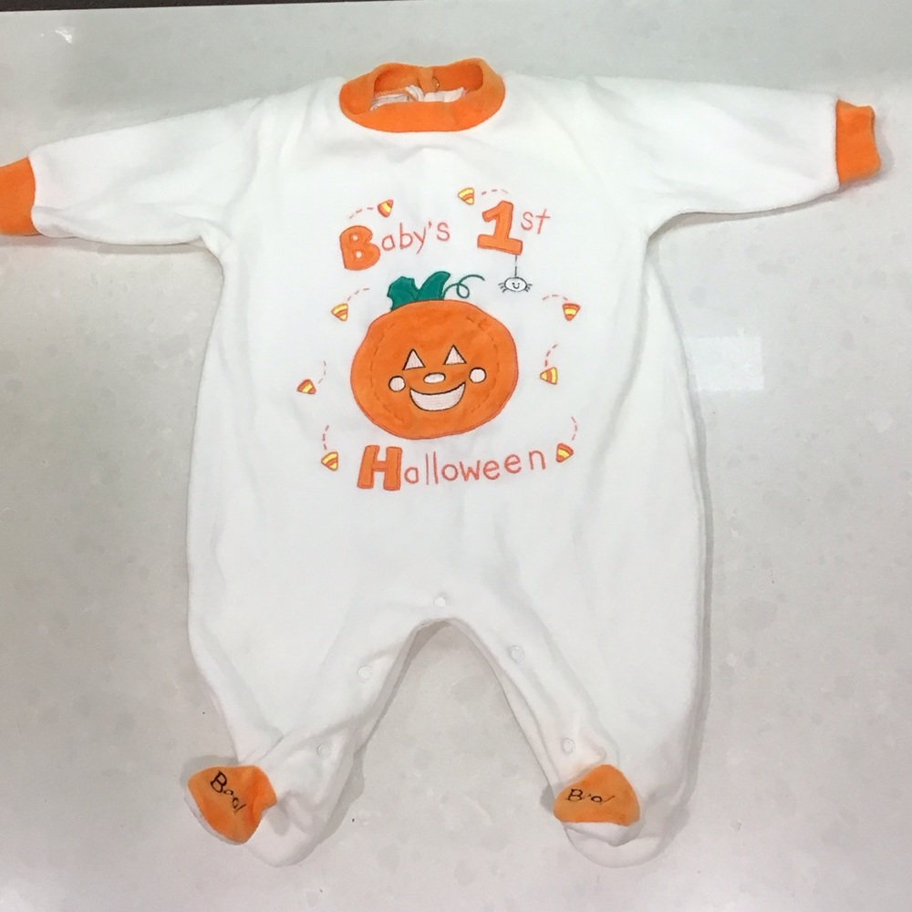 Koala Kids Orange and White Pumpkin Onesie